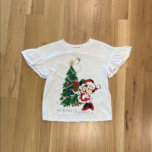 Disney Girls Holiday “The Season To Sparkle” Minnie Mouse Flutter Sleeve Shirt